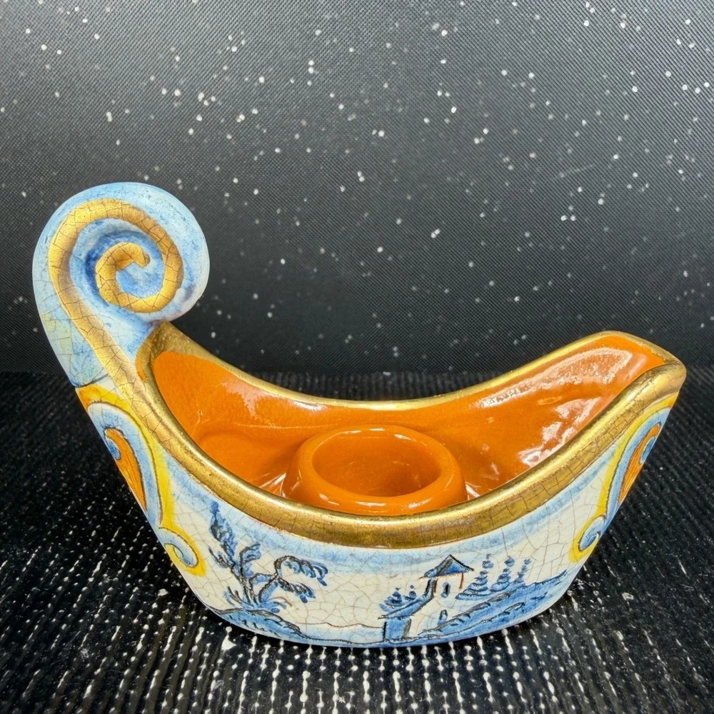Veneto Flair 1976 Italian Ceramic Gondola Candle Holder Limited Edition 471/7500
